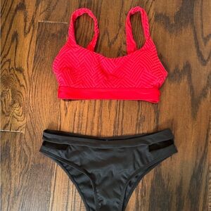 Aerie women’s small mix & match Red & Black Women's Swim Set